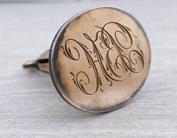 Victorian Rose Gold Pendant Engraved Monogram