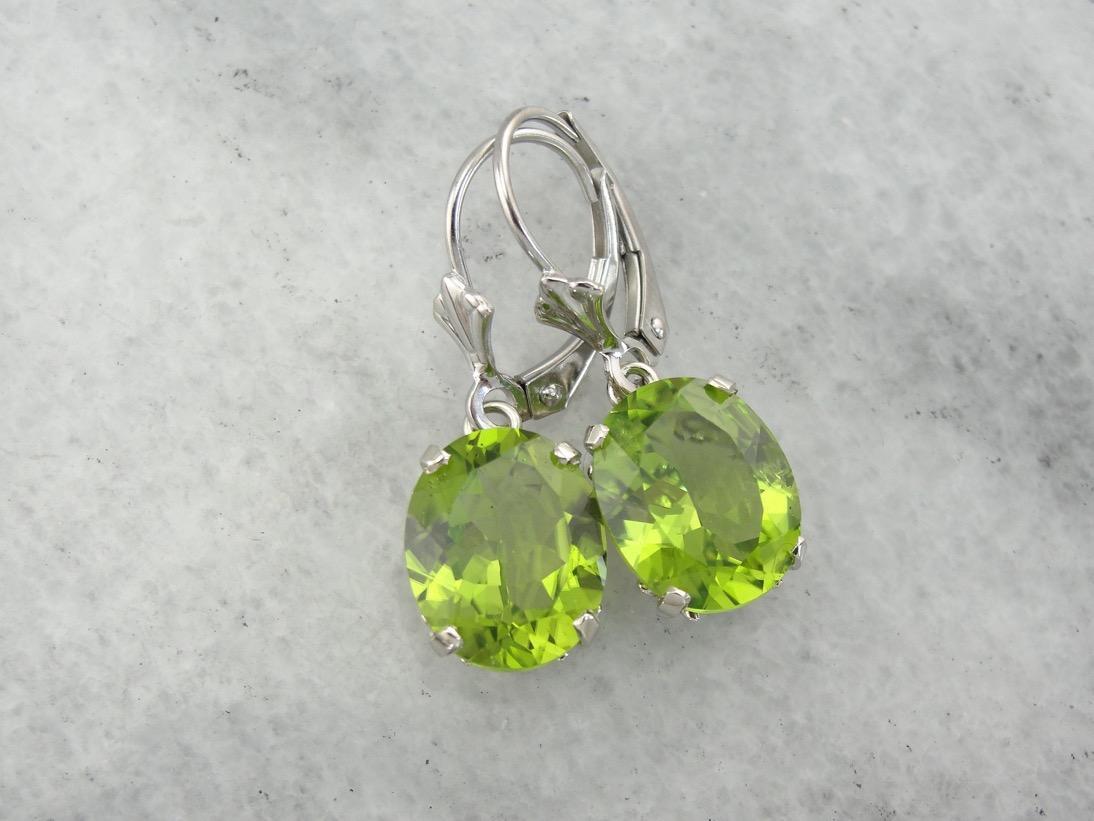 Bright Lime Green Peridot Earrings, August Birthstone