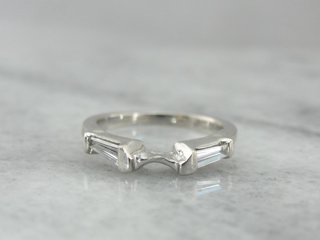 Modern and Sleek, Platinum and Diamond Guard Band, Solitaire Enhancer