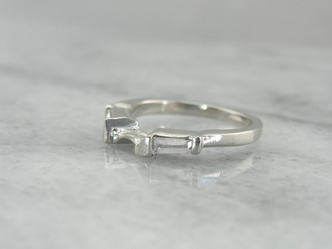 Modern and Sleek, Platinum and Diamond Guard Band, Solitaire Enhancer