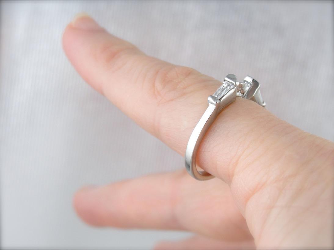 Modern and Sleek, Platinum and Diamond Guard Band, Solitaire Enhancer