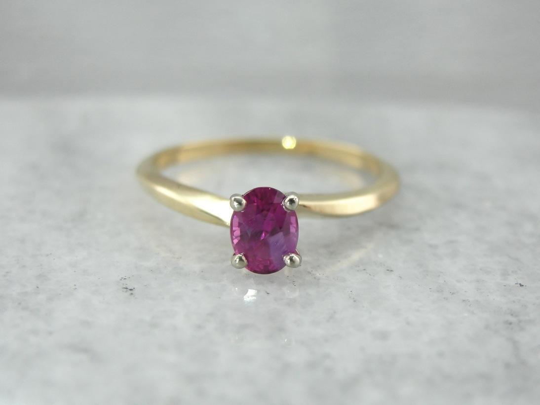 Pink Oval Sapphire Solitaire Ring