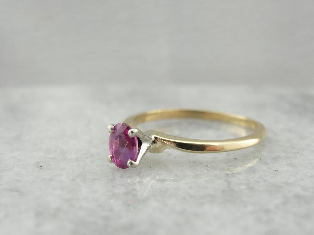 Pink Oval Sapphire Solitaire Ring