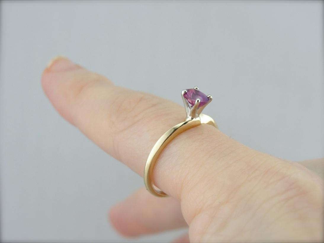 Pink Oval Sapphire Solitaire Ring