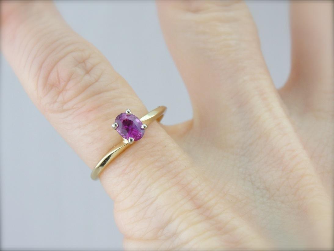 Pink Oval Sapphire Solitaire Ring