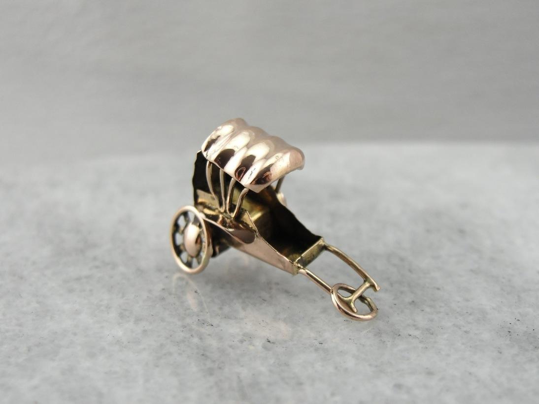 Rickshaw Rose: Gold Buggy Charm or Pendant