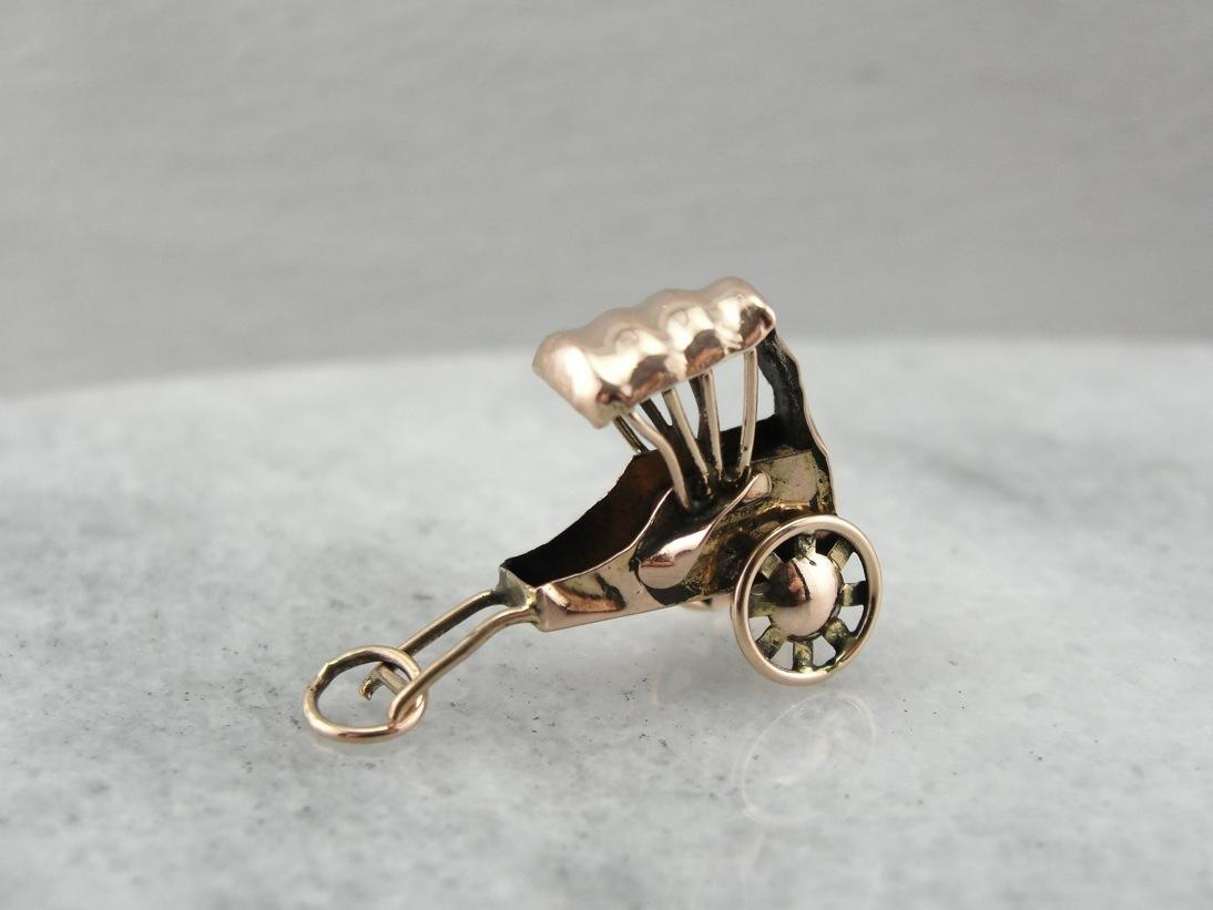 Rickshaw Rose: Gold Buggy Charm or Pendant