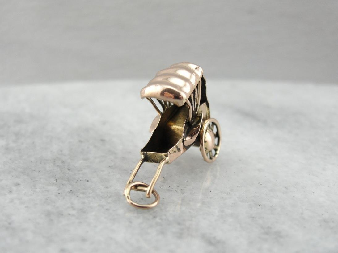 Rickshaw Rose: Gold Buggy Charm or Pendant