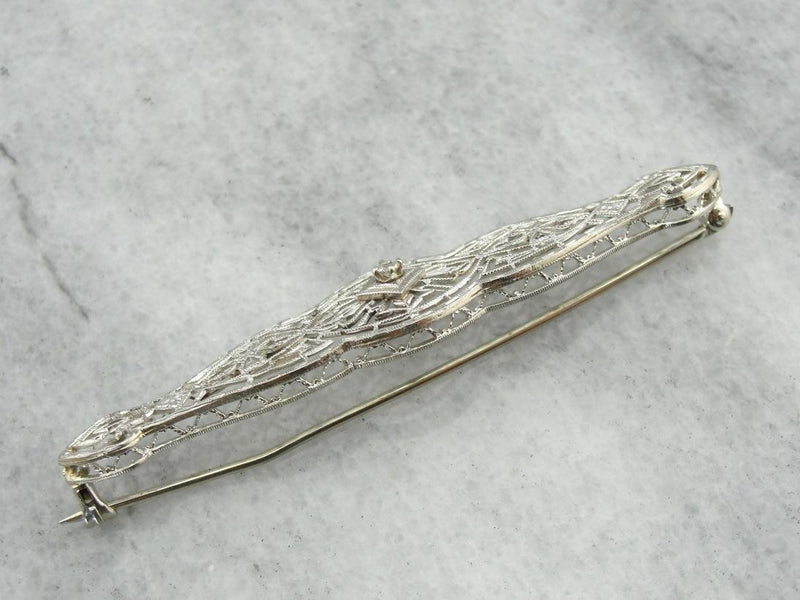 Antique Edwardian, Diamond Filigree Brooch - Market Square Jewelers