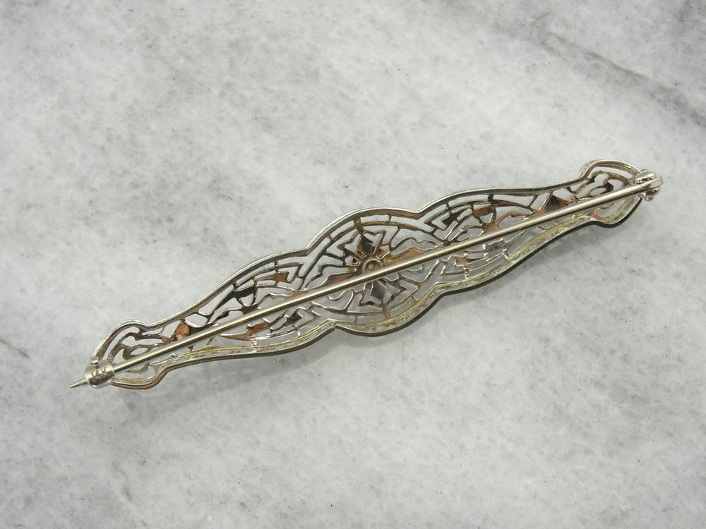 Antique Edwardian, Diamond Filigree Brooch - Market Square Jewelers