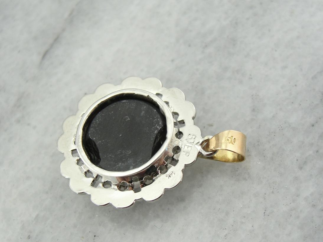 Cat's Eye and Marcasite Pendant