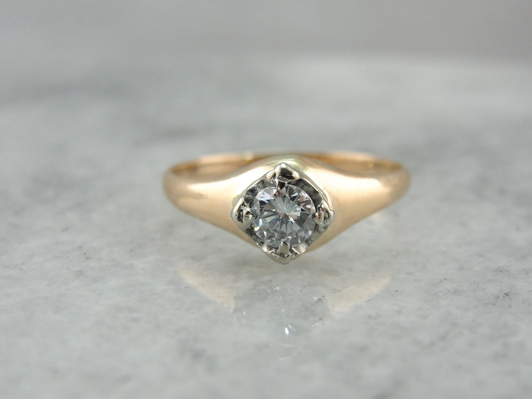 Antique Diamond Solitaire, Antique Engagement Ring with Simple Style