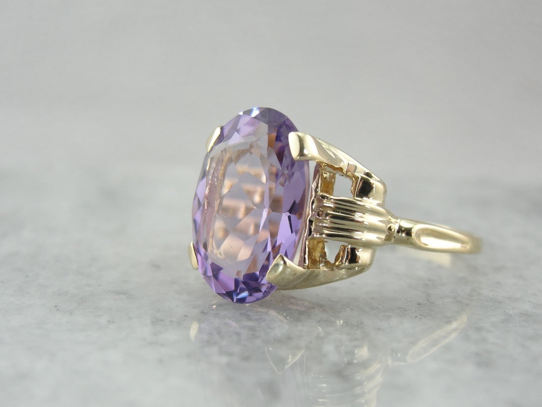 Amethyst Statement Ring in Yellow Gold