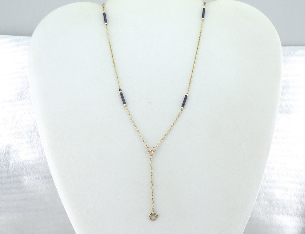 Beautiful Indigo Enameled Lariat Necklace