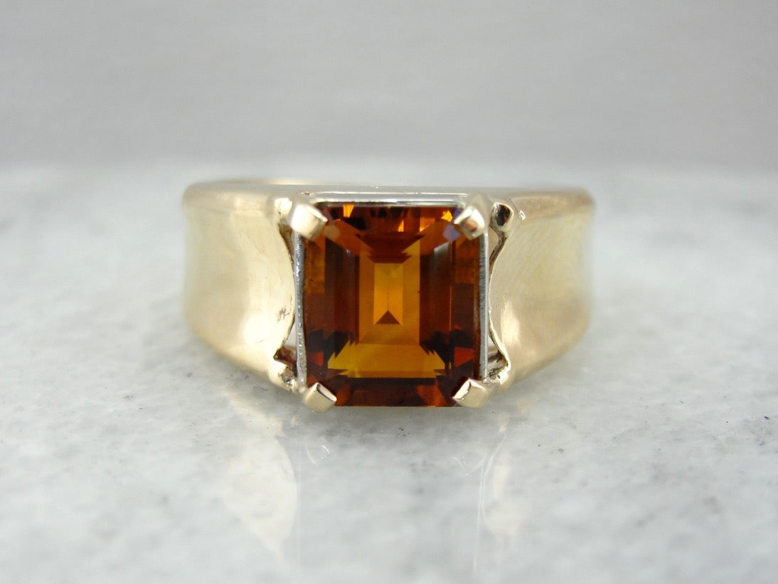 Crisp Citrine Men&#39;s Statement Ring