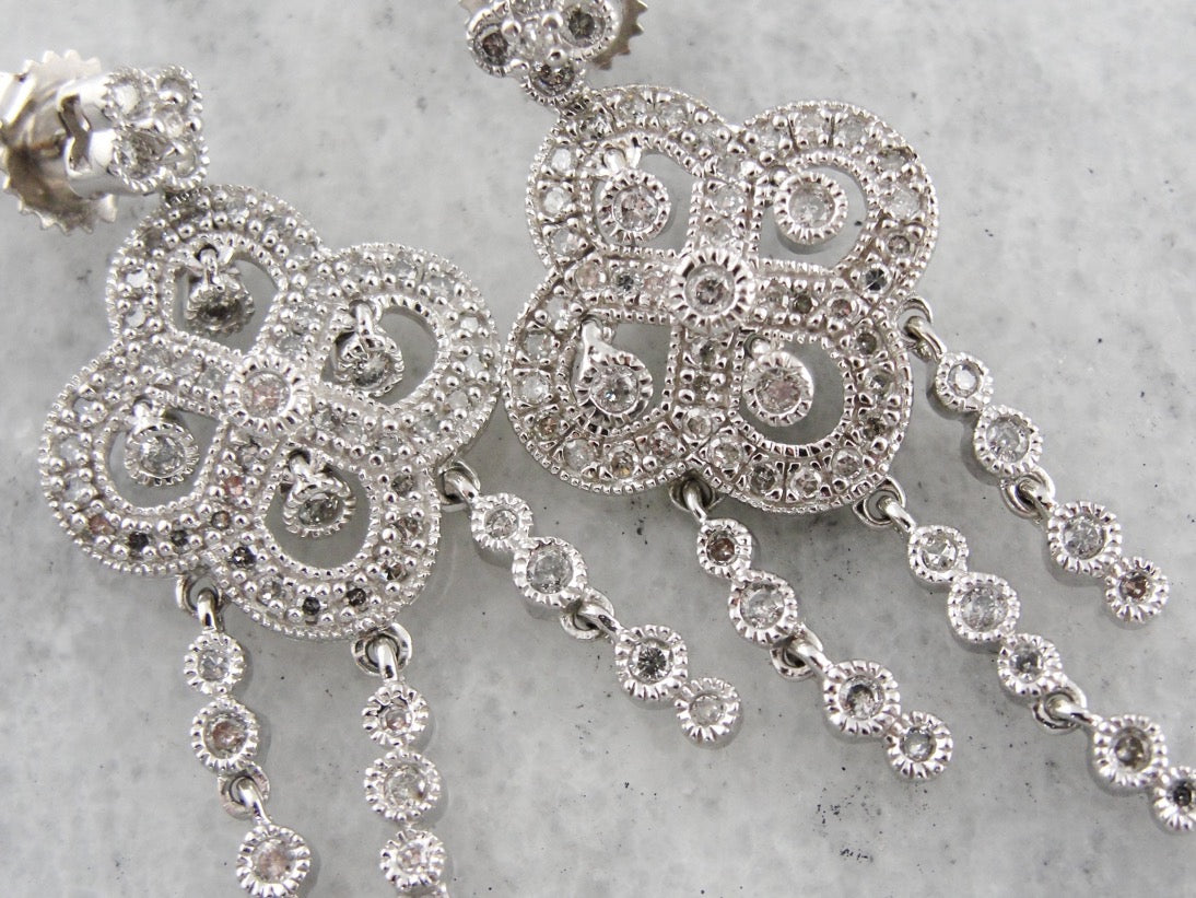 Diamond Chandelier Earrings, Bridal Earrings