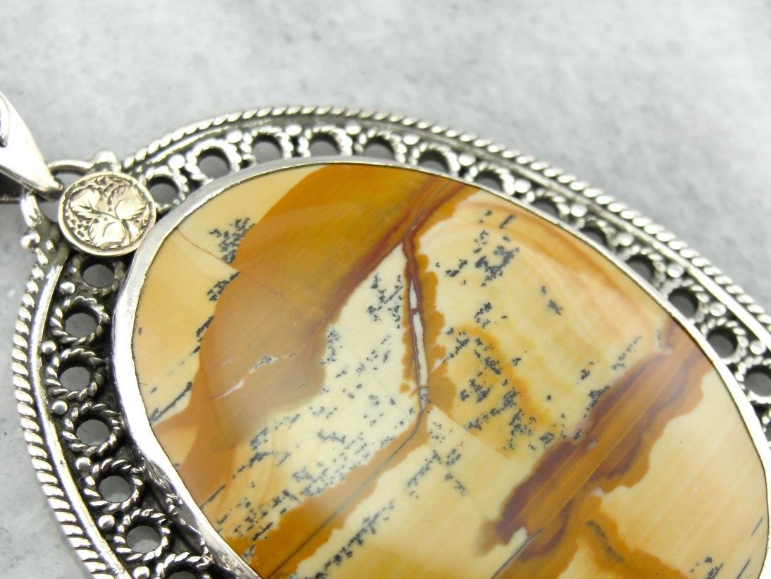 Escena del desierto, colgante Picture Jasper con detalles victorianos