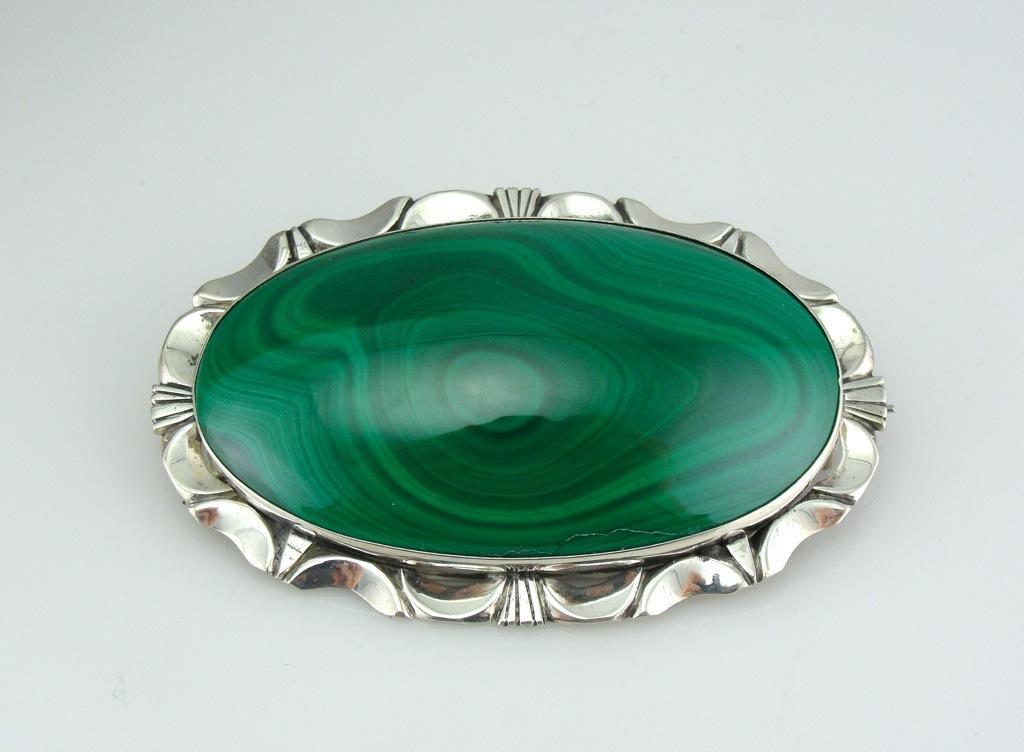 Vintage Sterling Silver & 2024 malachite lrg. Pendant/Brooch