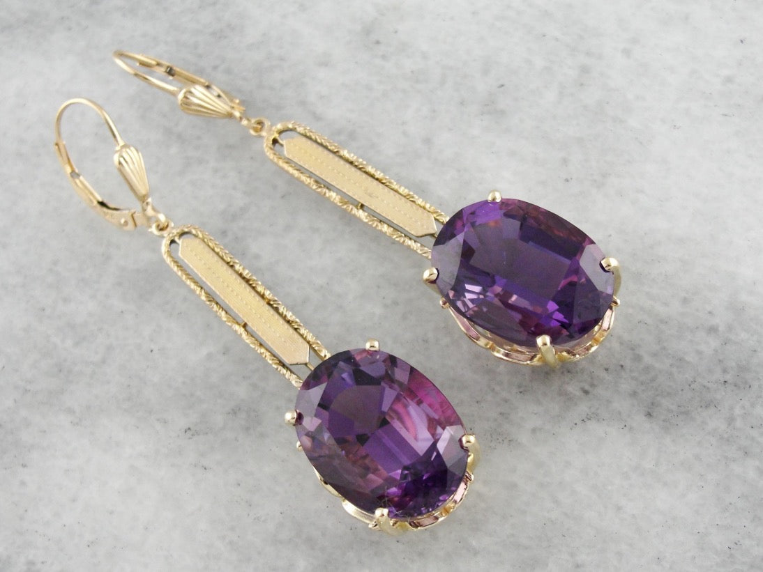 Large Amethyst Dangle Earrings