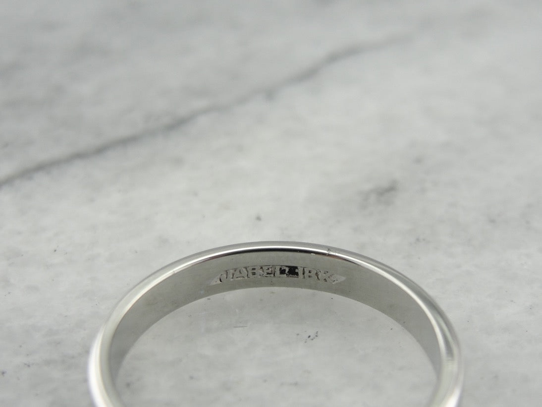 Unisex White Gold Band for Wedding or Stacking