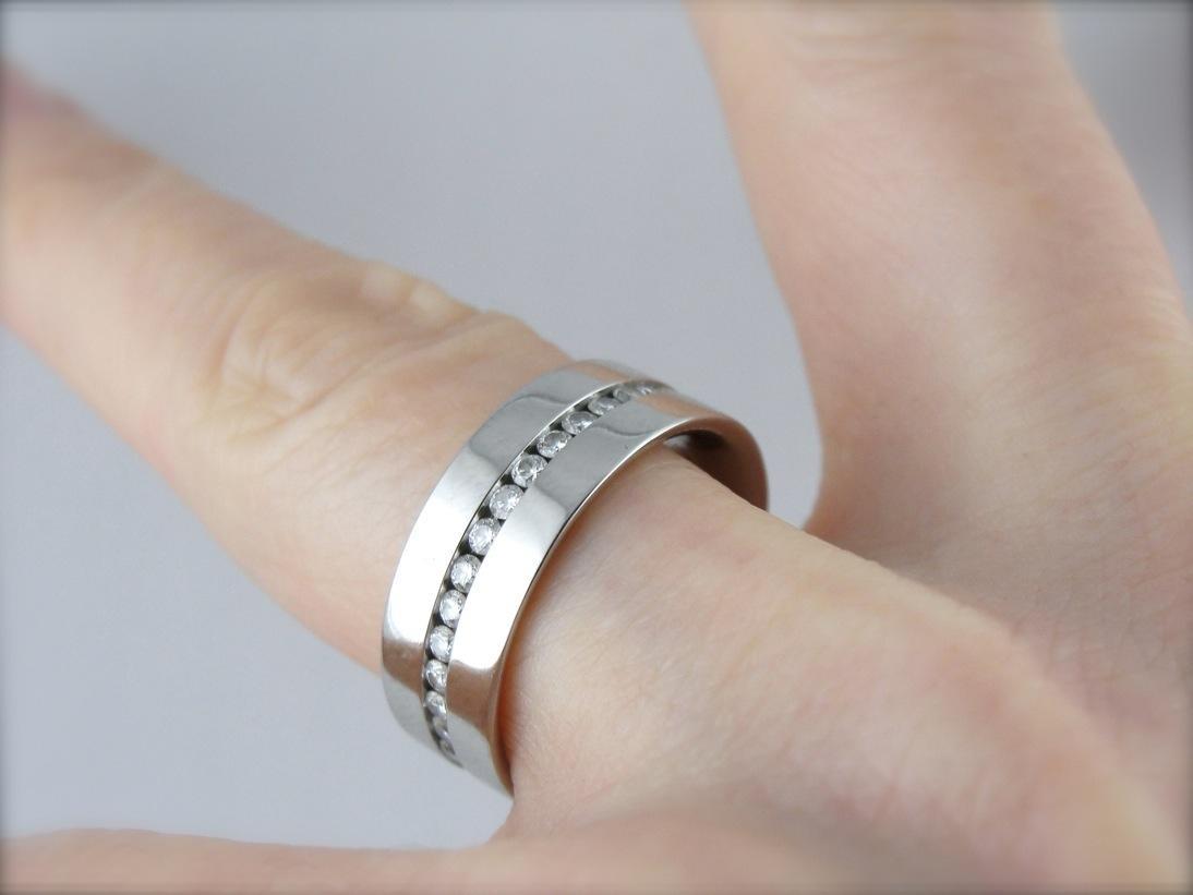 Platinum & Diamond Eternity Band, Modernist Minimalist