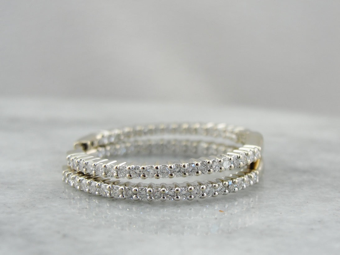 White Gold Diamond Hoop Earrings