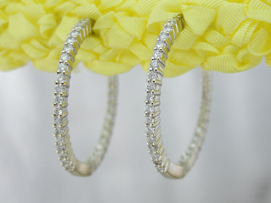 White Gold Diamond Hoop Earrings