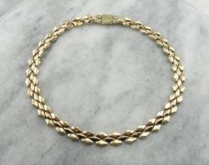 Polished Yellow Gold Snake Link Necklace