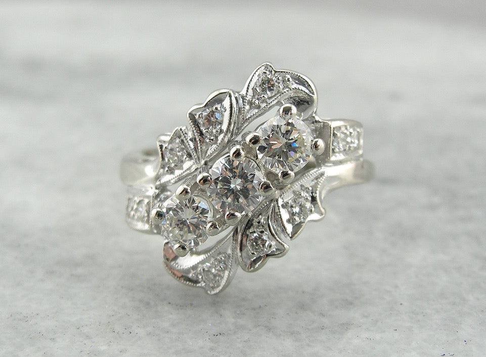 Amazing Retro 1950&#39;s Diamond Cocktail Ring