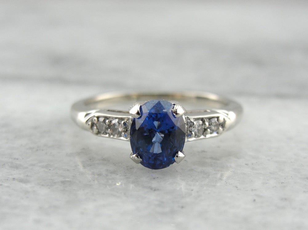 Fine Sapphire Engagement Ring with Diamond Accents