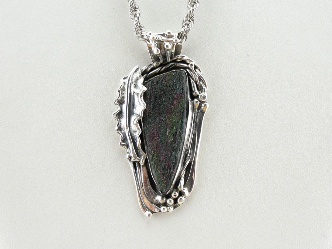 Rainbow Obsidian Modernist Statement Pendant