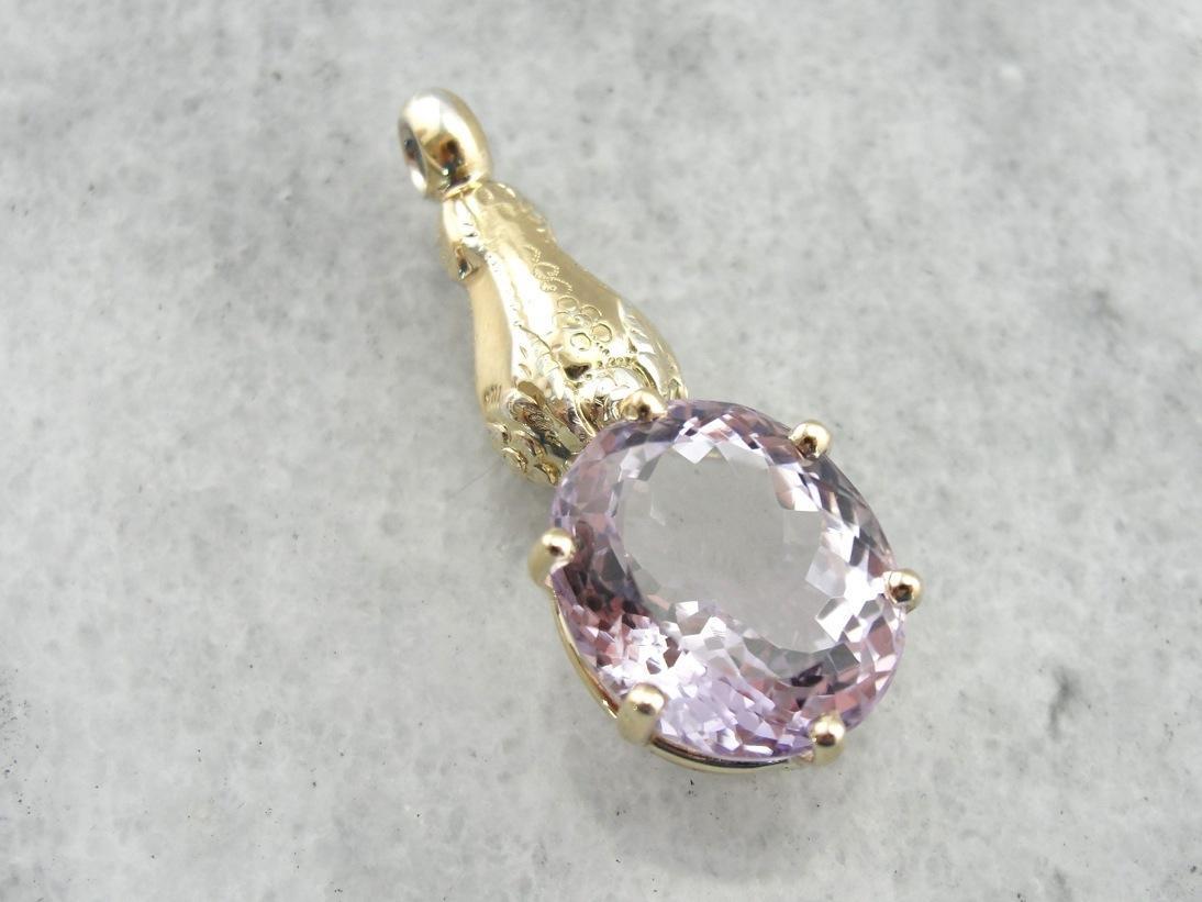 Springtime Lavender Amethyst and Antique Gold Drop Pendant