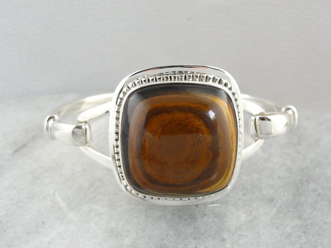 Tiger&#39;s Eye Gemstone Bracelet in Sterling Silver