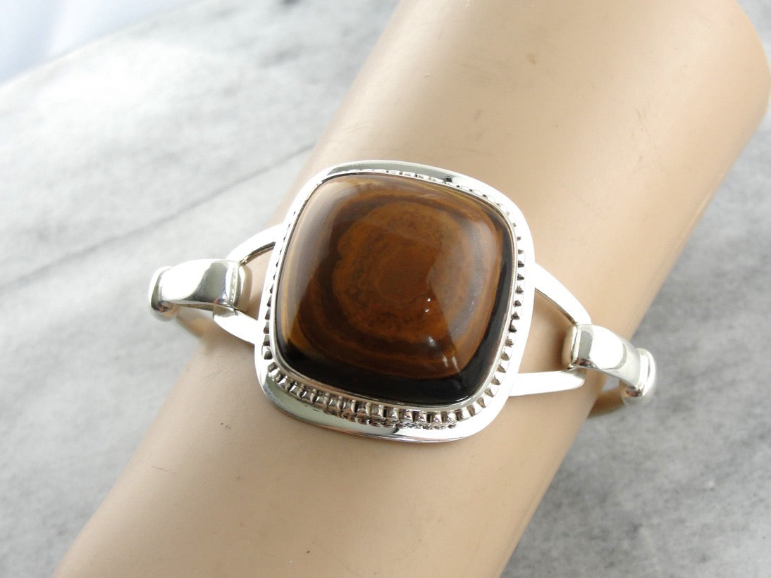 Tiger's Eye Gemstone Bracelet in Sterling Silver