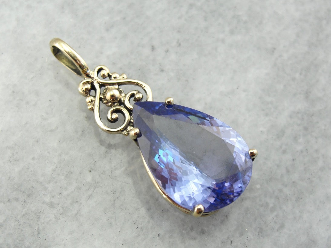 Stunning Tanzanite Pendant with Antique Victorian Accents