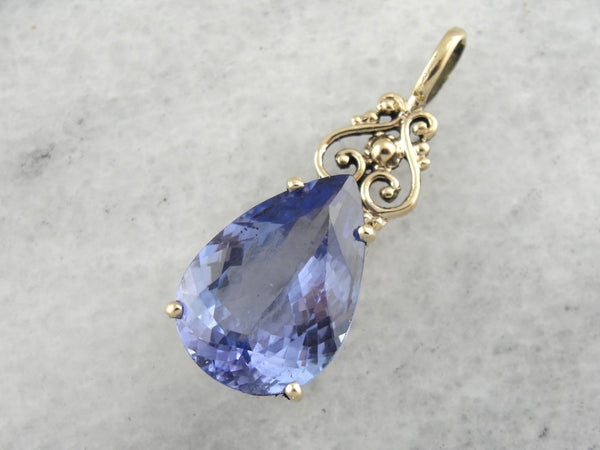 Stunning Tanzanite Pendant with Antique Victorian Accents