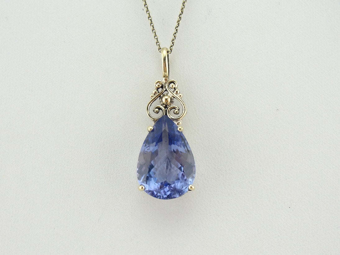 Tanzanite Pendant, buy Natural Tanzanite, December Pendant, Victorian Pendant, Blue Vintage Pendant, Unique Stone Pendant, Solid Silver Pendant