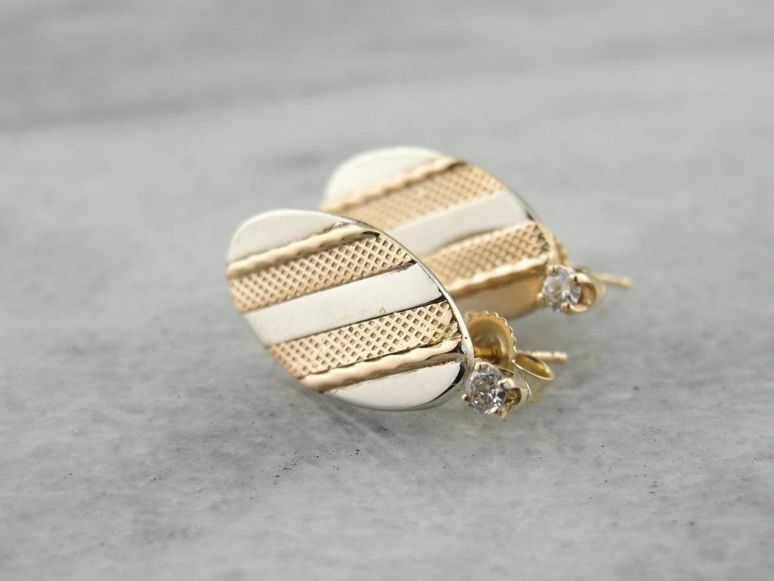 Subtle Simplicity, Vintage Cufflink and Diamond Earrings