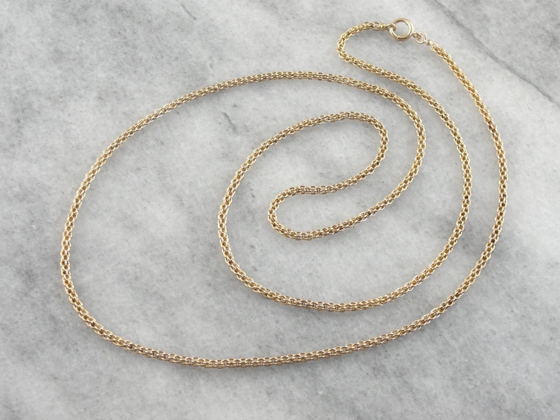 Long Yellow Gold Woven Chain, Perfect for Doubling, Wearing Layered