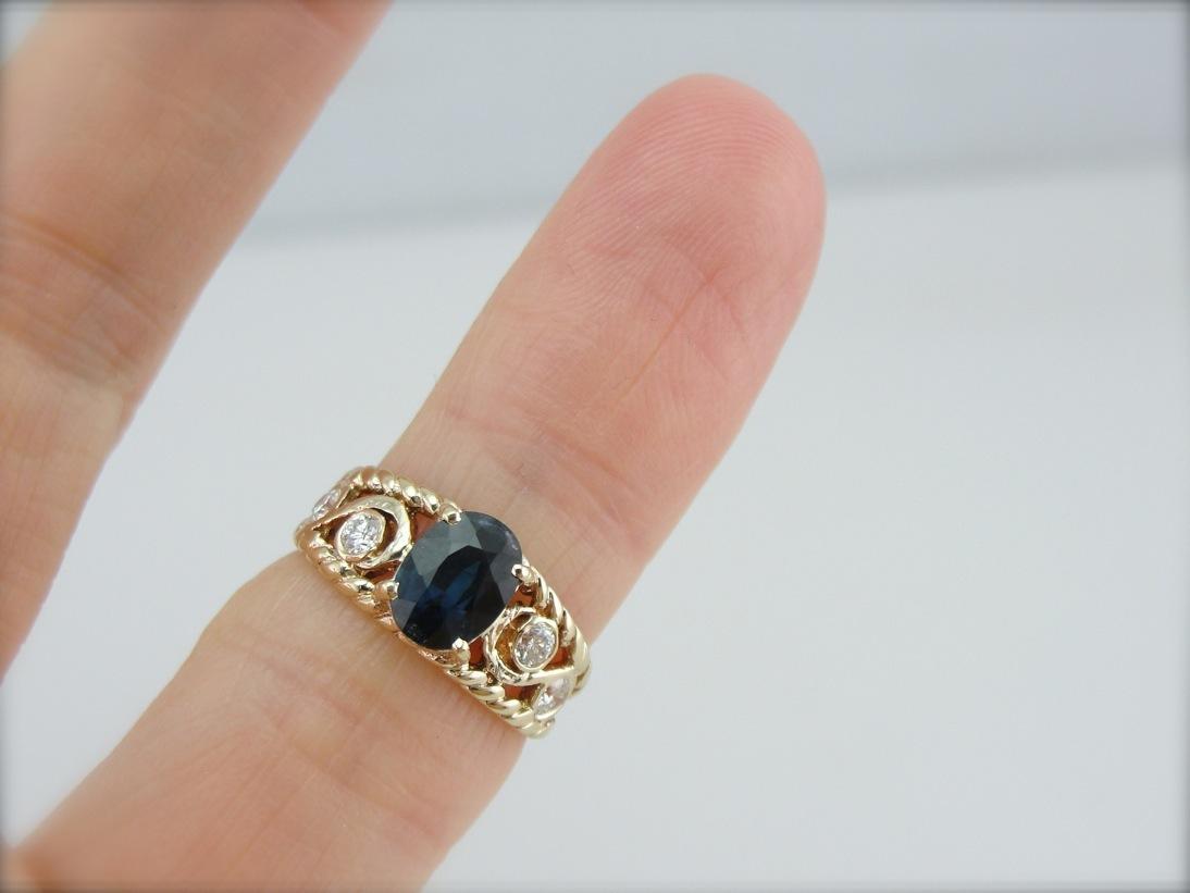 Nautical Sapphire and Diamond Right Hand Ring