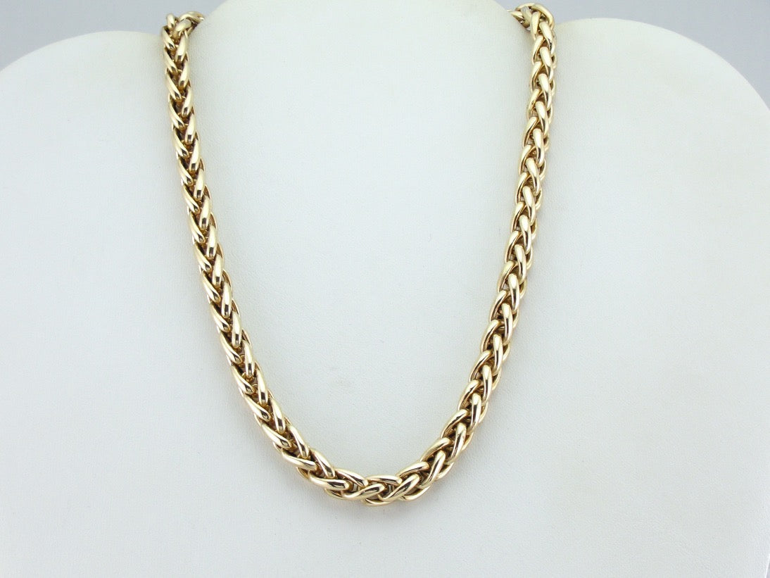 Substantial Polished Gold Wheat Chain Necklace