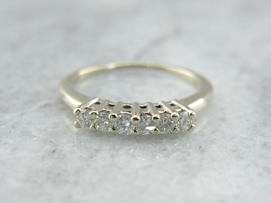 Classic Six Diamond Wedding Band in White Gold