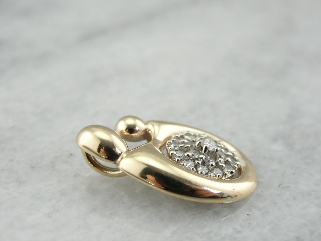 Mother and Child Diamond Gold Pendant