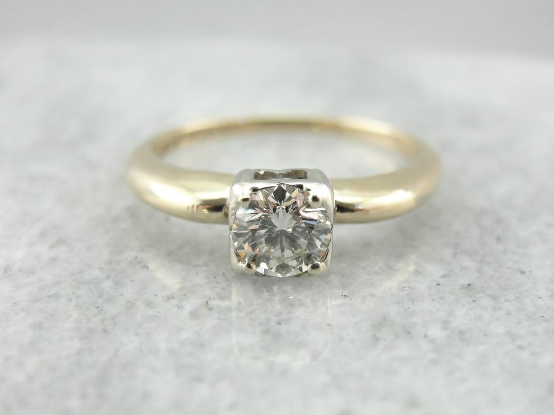 Lady America, A Vintage Solitaire Engagement Ring with Bright Diamond