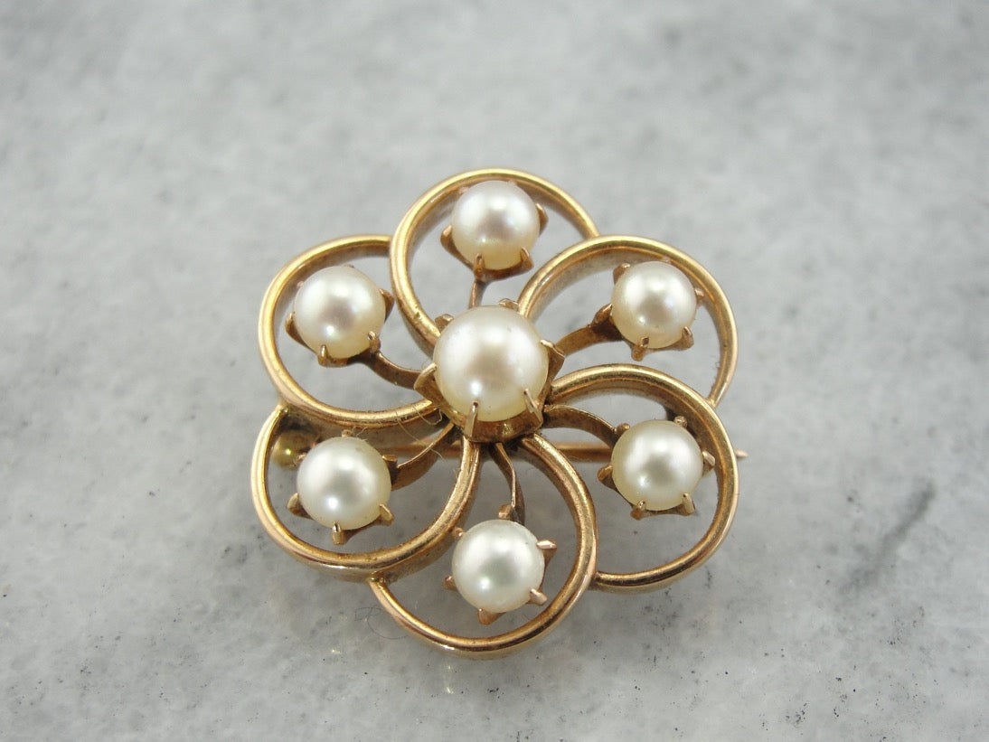 Vintage pearl shops brooch