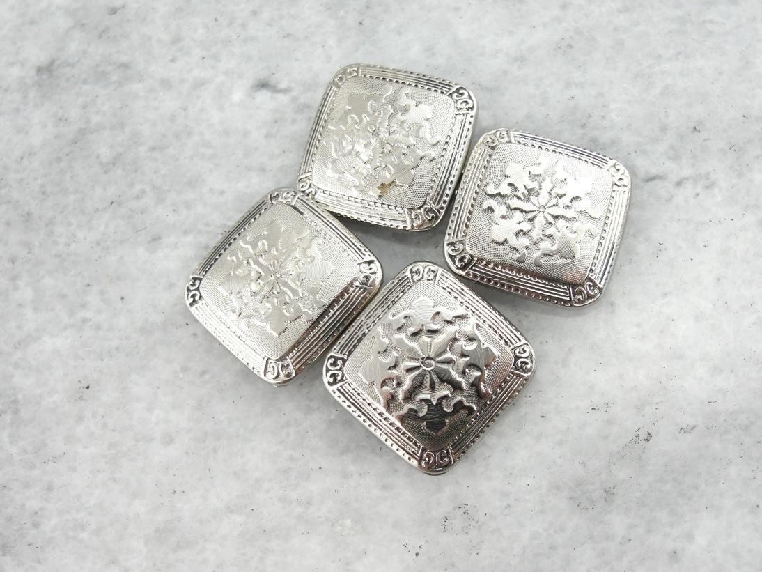 Aristocrat Cufflinks, Vintage White Gold