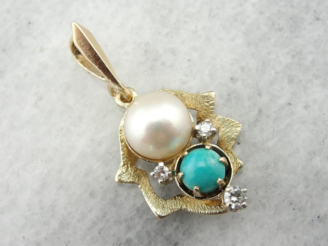 French Bow Turquoise & Diamond Earring Charms