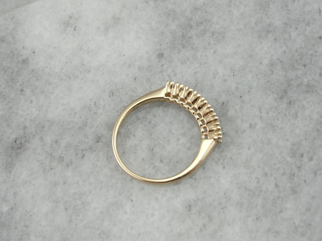 One of a Set: Tall, High Set Diamond Band in Yellow Gold