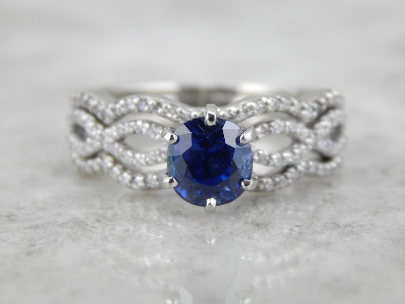 Fine Ceylon Sapphire and Diamond Ladies Ring