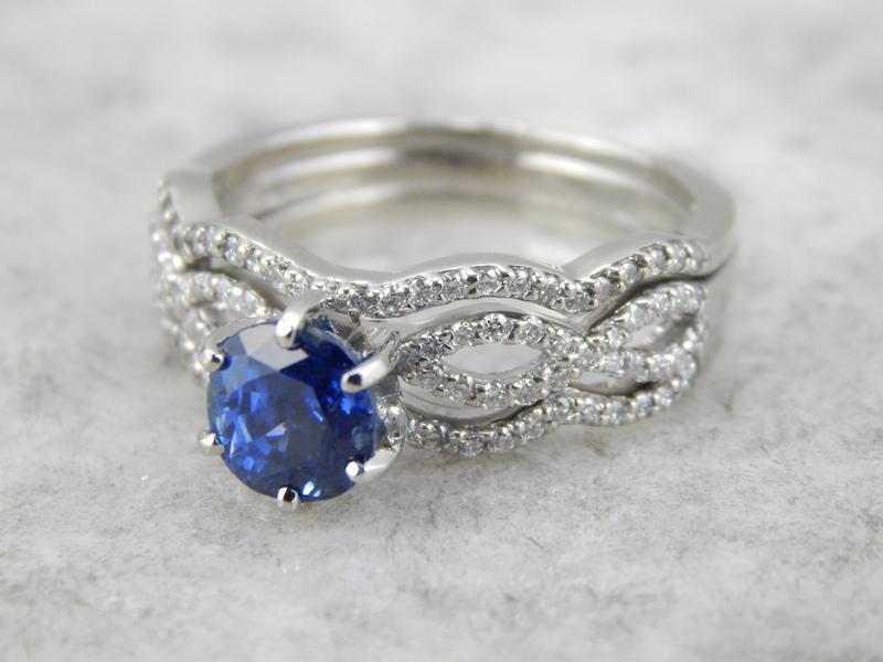 Fine Ceylon Sapphire and Diamond Ladies Ring